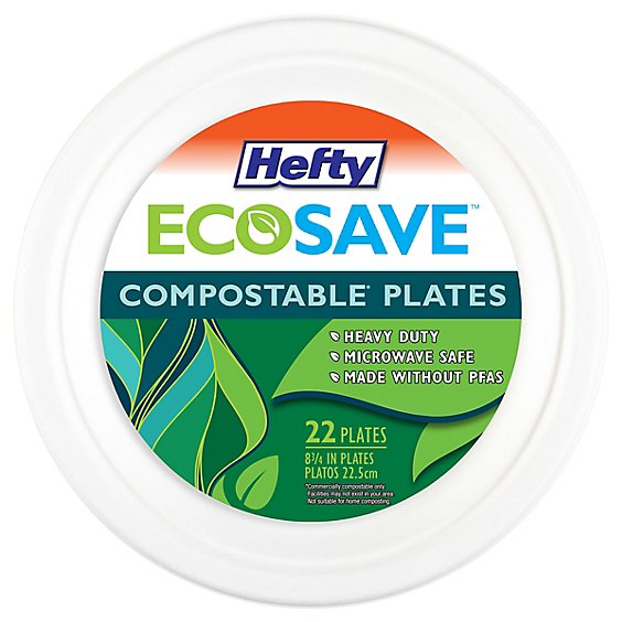 Hefty Eco Save White Paper Plates 8.75 Inch - 22 Count