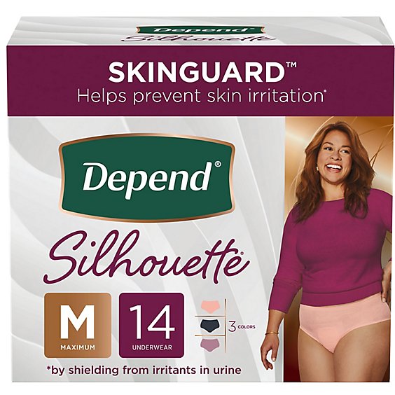 Depend Silhouette Adult Medium 3 Colors Maximum Absorbency Incontinence Underwear - 14 Count