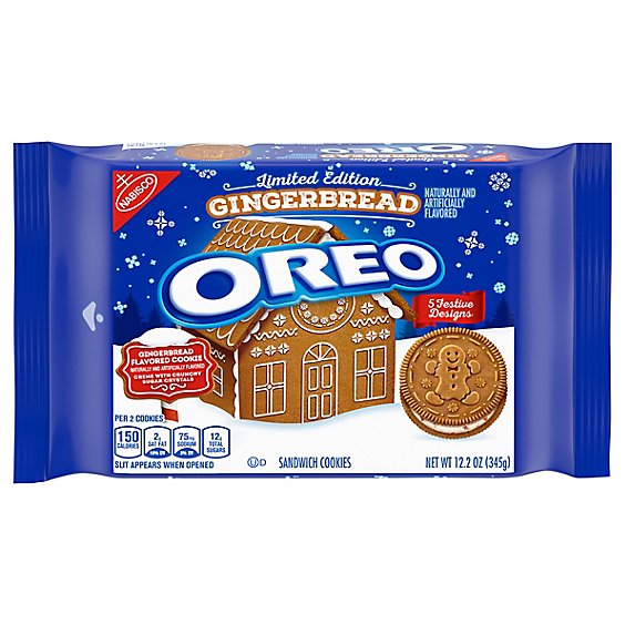 OREO Sandwich Cookies Holiday Gingerbread - 12.2 Oz