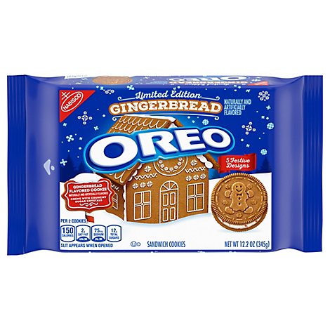 OREO Sandwich Cookies Holiday Gingerbread - 12.2 Oz