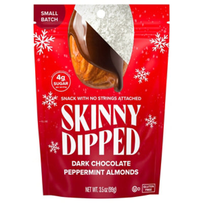 SkinnyDipped Dark Chocolate Peppermint Almonds Pouch - 3.5 Oz - Image 3