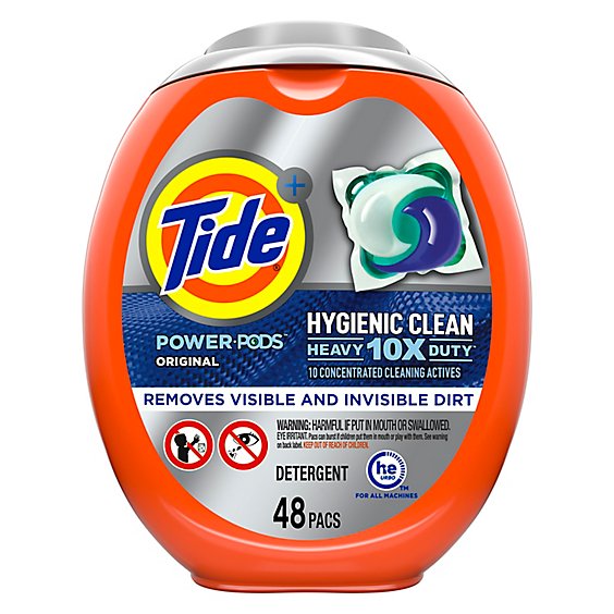 Tide Plus Power PODS Hygienic Clean Laundry Detergent Pacs Original Scent - 48 Count