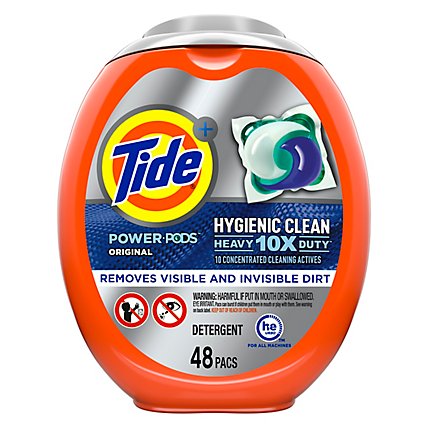 Tide Plus Power PODS Hygienic Clean Laundry Detergent Pacs Original Scent - 48 Count - Image 1