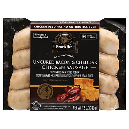 Boars Head Uncured Bacon & Cheddar Chicken Sausage - 12 Oz - Image 3