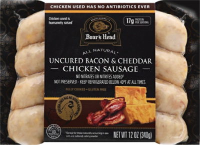 Boars Head Uncured Bacon & Cheddar Chicken Sausage - 12 Oz - Image 2