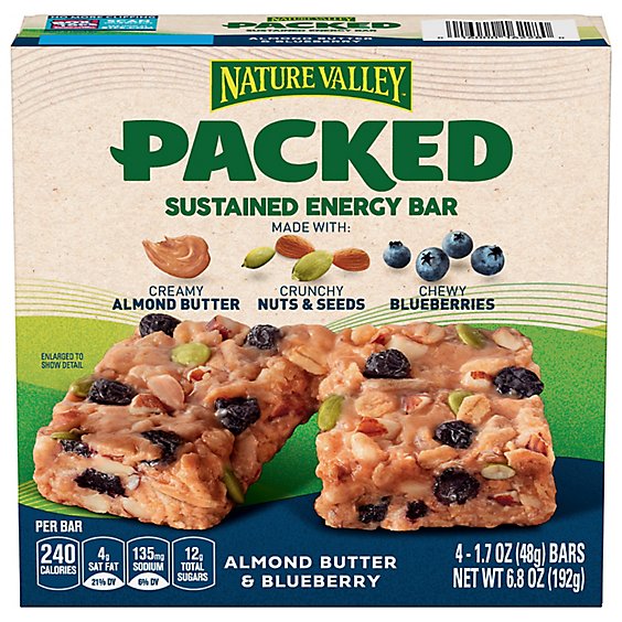 Nature Valley Packed Sustained Energy Bar Almond Butter & Blueberry - 4-1.7 Oz
