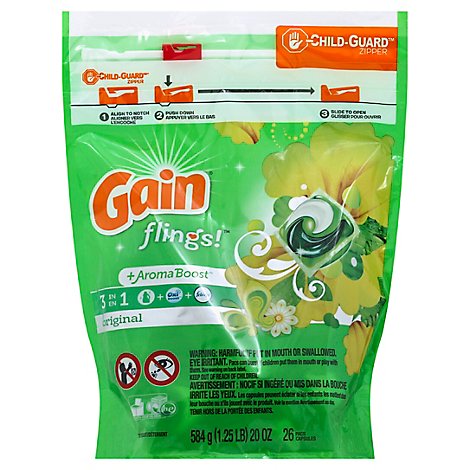 Gain Flings Original Liquid Laundry Pods - 26 Count