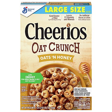 Cheerios Oats N Honey Oat Crunch Cereal - 18.2 Oz