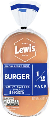 Lewis Bake Shop Hamburger Bun 1/2 Pack  4 Ct - 7.5 Oz - Image 1