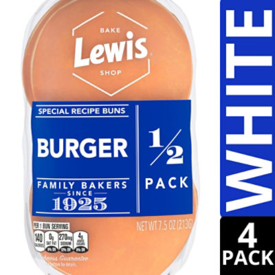 Lewis Bake Shop Hamburger Bun 1/2 Pack  4 Ct - 7.5 Oz - Image 2