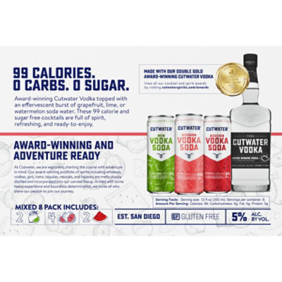 Cutwater Spirits Classic Vodka Soda Mixed In Cans - 8-12 Fl. Oz. - Image 4