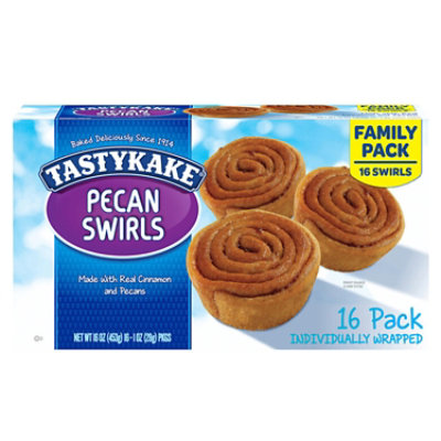 Tastykake Pecan Swirls Cinnamon and Pecan Filled Pastry Rolls Individually Wrapped - 16 Count - Image 2