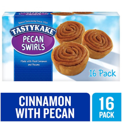 Tastykake Pecan Swirls Cinnamon and Pecan Filled Pastry Rolls Individually Wrapped - 16 Count - Image 1