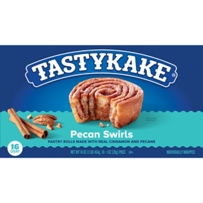 Tastykake Pecan Swirls Cinnamon and Pecan Filled Pastry Rolls Individually Wrapped - 16 Count - Image 3