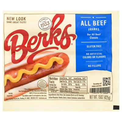 A&H Kosher Beef Hot Dogs, 7 count, 14 oz