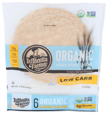 La Tortilla Factory Organic Low Carb Whole Wheat Tortillas - 8.25 Oz - Image 1