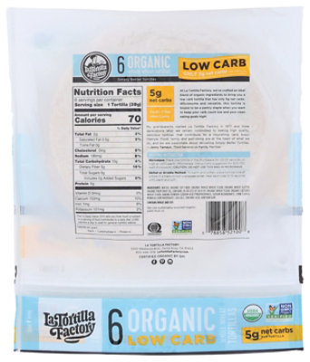 La Tortilla Factory Organic Low Carb Whole Wheat Tortillas - 8.25 Oz - Image 2