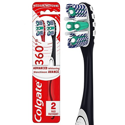 Colgate 360° Advanced Optic White Manual Toothbrush Medium - 2 Count - Image 2