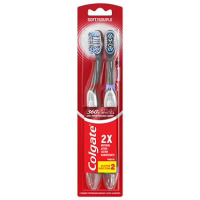 Colgate 360 Optic White Sonic Powered Vibrating Toothbrush Soft - 2 Count - Image 3