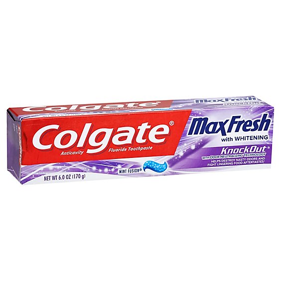 Colgate Max Fresh Knockout Toothpaste with Mini Breath Strips Electric Mint - 6 Oz