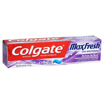 Colgate Max Fresh Knockout Toothpaste with Mini Breath Strips Electric Mint - 6 Oz