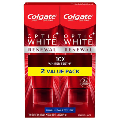 Colgate Optic White Renewal Teeth Whitening Toothpaste High ImpaCount White - 2-3 Oz