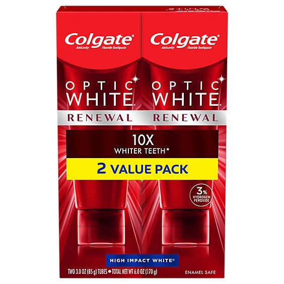 Colgate Optic White Renewal Teeth Whitening Toothpaste High ImpaCount White - 2-3 Oz