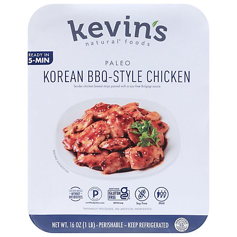 Kevins Natural Foods Korean Style Bbq Chicken - 16 Oz.