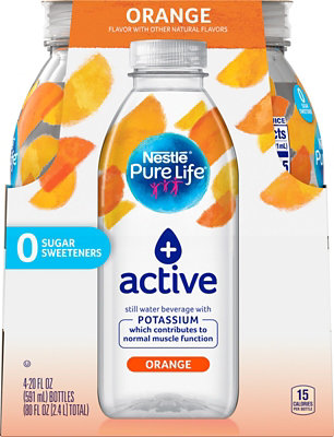 Nestle Pure Life + Active Water With Potassium Orange Flavor Pack - 4-20 Fl. Oz.