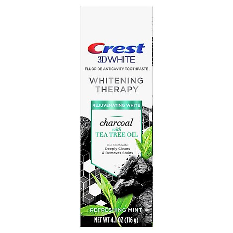 Crest 3D White Whitening Therapy Charcoal With Tea Tree Oil Refreshing Mint Toothpaste - 4.1 Oz