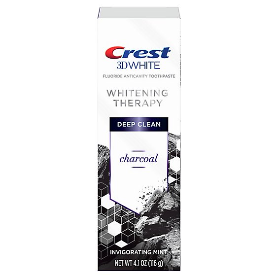 Crest 3D White Whitening Therapy Charcoal Fluoride Toothpaste Invigorating Mint - 4.1 Oz