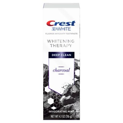 Crest 3D White Whitening Therapy Charcoal Fluoride Toothpaste Invigorating Mint - 4.1 Oz