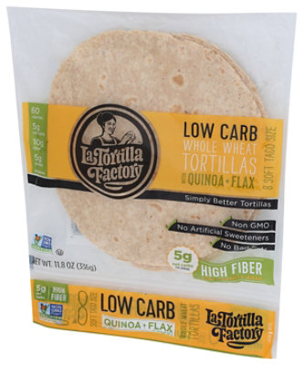 La Tortilla Factory Low Carb Whole Wheat High Fiber Quinoa Flax Tortilla - 8 Count - Image 4