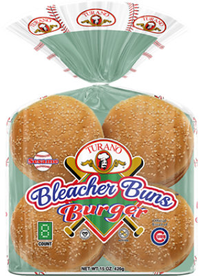 Turano Sesame Hamburger Buns 15 Oz - 8 Count - Image 1