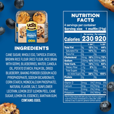 Udi's Gluten Free Frozen Blueberry Muffins -4-10 Oz - Image 3