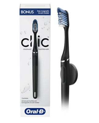 Oral-B Clic Toothbrush Matte Black with Replaceable Brush Head and Magnetic Holder - Each - Image 1