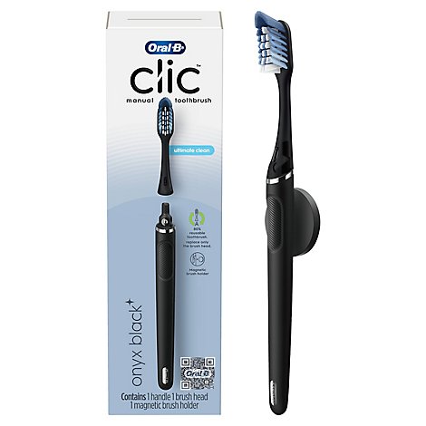 Oral-B Clic Toothbrush Matte Black with Replaceable Brush Head and Magnetic Holder - Each