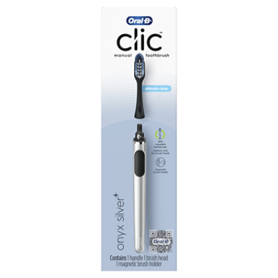 Oral-B Clic Chrome Black Replaceable Head & Magnetic Holder Manual Toothbrush - Each