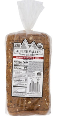 天然ライブロック　パンバイキング Alpine Valley Bakery Organic 21 Whole Grain & Seed Bread - 18 Oz