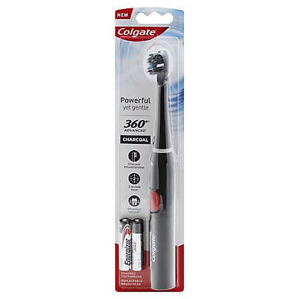 Colgate 360 Advanced Charcoal Battery Powered Manual Toothbrush - Each - Image 1