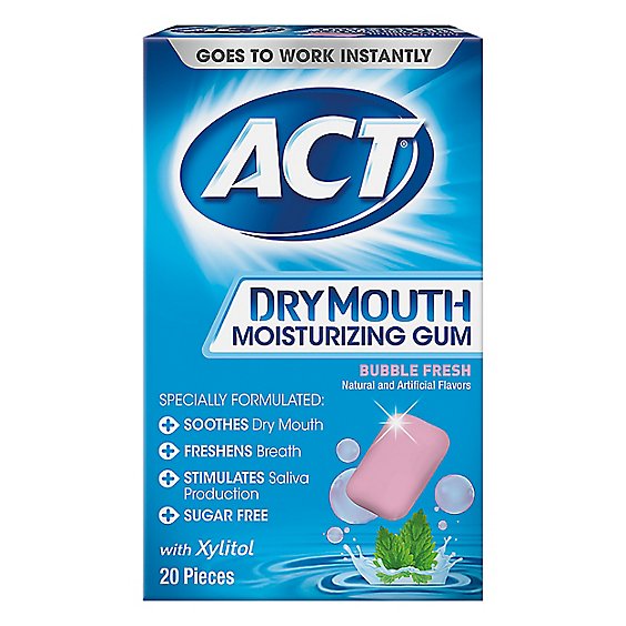 Act Dry Mouth Gum Bubble Fresh - 20 Count