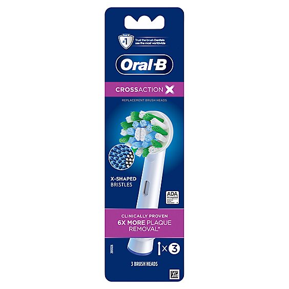 Oral B CrossAction Electric Toothbrush Head Replacement - 3 Count