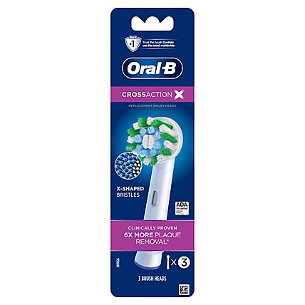 Oral B CrossAction Electric Toothbrush Head Replacement - 3 Count - Image 1