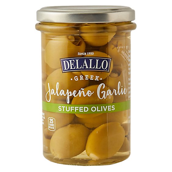 DeLallo Double Stuffed Garlic & Jalapeno Olives - 8 Oz.