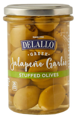 DeLallo Double Stuffed Garlic & Jalapeno Olives - 8 Oz.