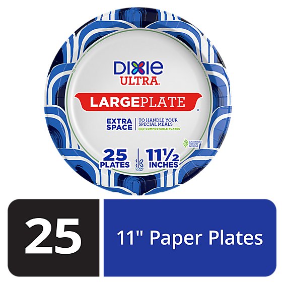 Dixie Ultra Large Printed Paper Plates 11.5 Inch - 25 Count