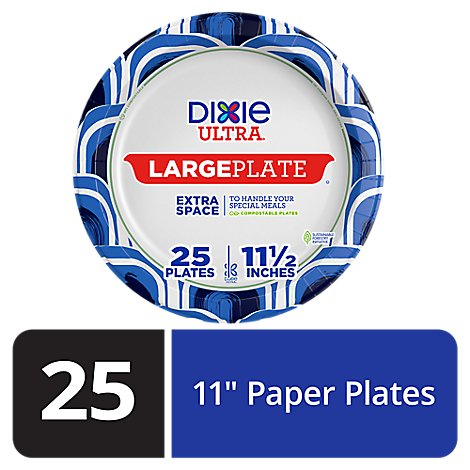 Dixie Ultra Large Printed Paper Plates 11.5 Inch - 25 Count 