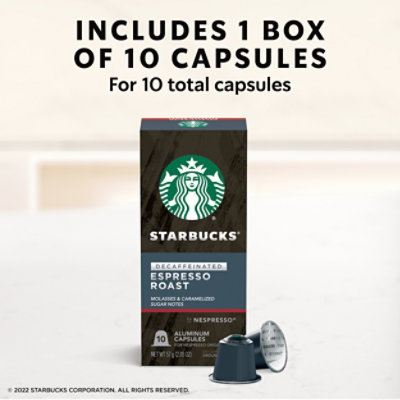 Starbucks by Nespresso Original Line Decaf Espresso Dark Roast Capsules Box 10 Count - Each - Image 2