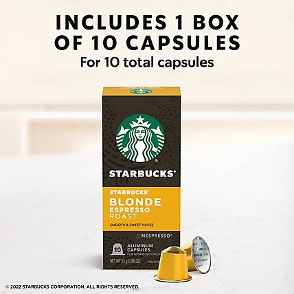 Starbucks by Nespresso Original Line Blonde Roast Espresso Capsules Box 10 Count - Each - Image 2