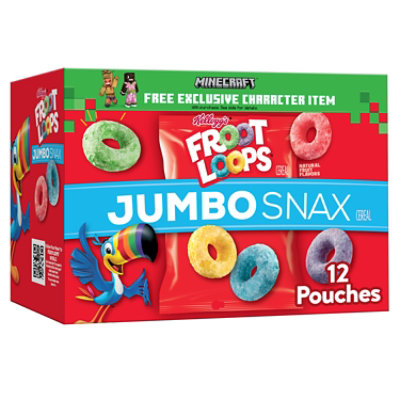 Froot Loops Jumbo Snax Kids Cereal Snacks 12 Count - 5.4 Oz